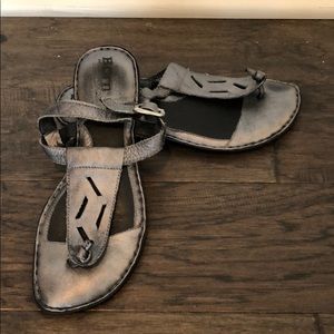 Born gray metallic sandals